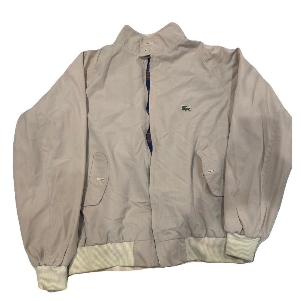 Vintage 80s Izod Lacoste Alligator Windbreaker Jacket Hooded Full Zip Medium